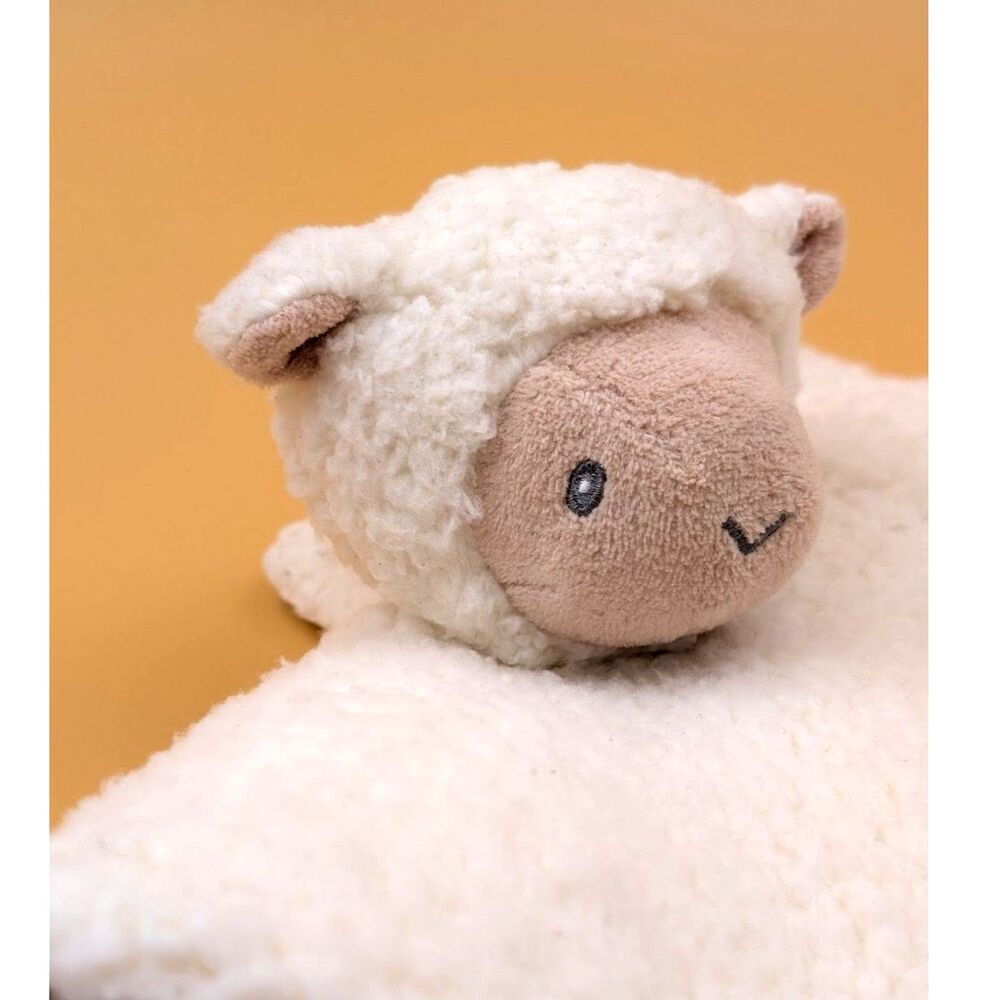 Baby Lamb Lovey Security Blanket White Sherpa Satin Nursery - Picture 2 of 10